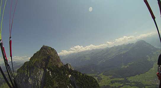 parapent, volar, l'estiu, muntanyes, Dom, mites, Schwyz