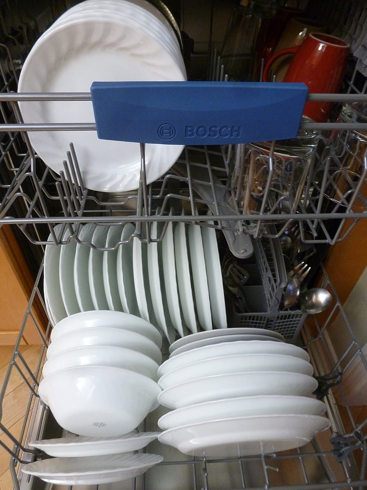dishwasher, interior, dishes, kitchen, housework, appliance, machine