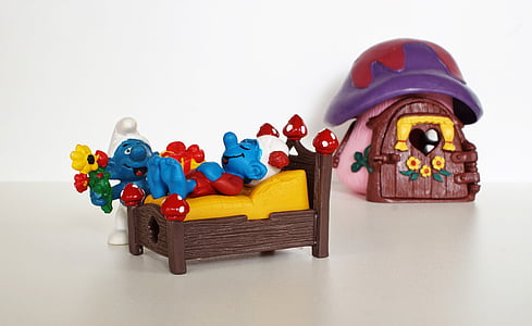 Barrufet, barrufets, figura, joguines, decoració, recollir, blau