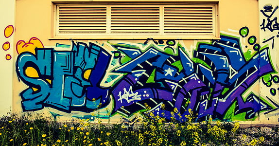 Graffiti, parete, urbano, grunge