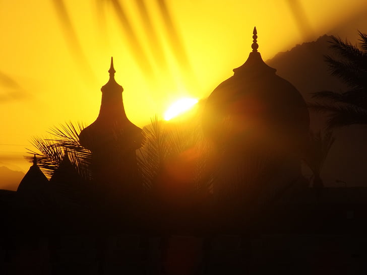 sol, Palma, puesta de sol, budismo, Myanmar, Buda, Asia