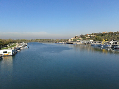Белград, Сърбия, река, град, град, вода синьо, порт