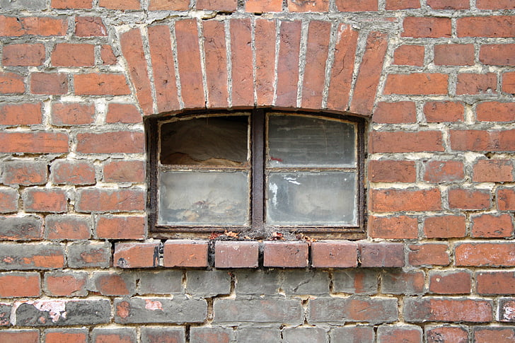 fal, ablak, Klinker, épület, régi, homlokzat, építészet