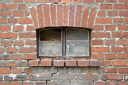 pared, ventana, clinker, edificio, antiguo, fachada, arquitectura