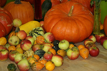 ден на благодарността, тиква, ябълка, Есен, декорация, тиквата, Есенна декорация
