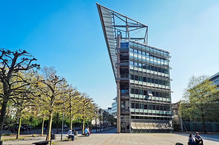 arquitectura, arquitectura moderna, ciutat, moderna, edifici, Düsseldorf, façana