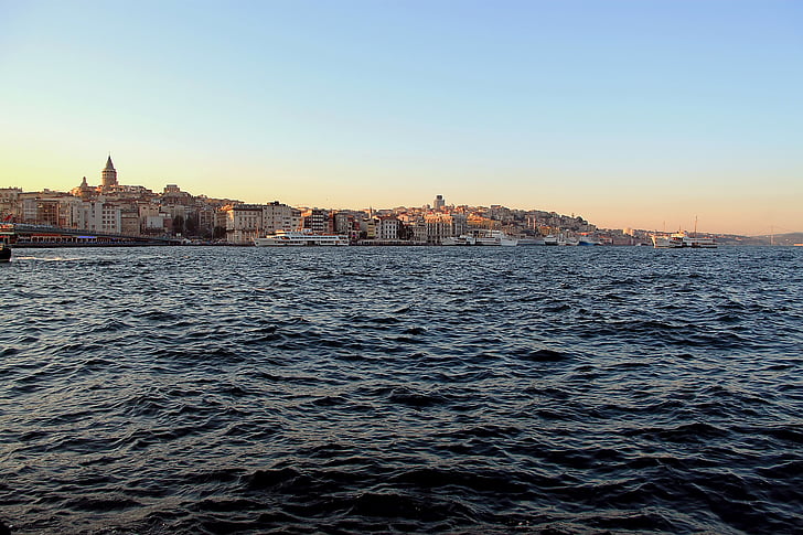 Истанбул, гърло, видяна, морски, пейзаж, градски пейзаж, архитектура