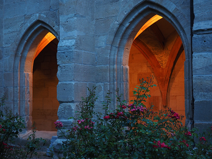 window, bow window, insight, cloister, monastery of lorch, monastery, lorch