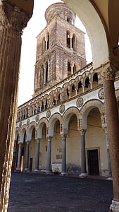 emlékmű, építészet, dóm, Salerno, történelmi központ, gótikus, középkori torony