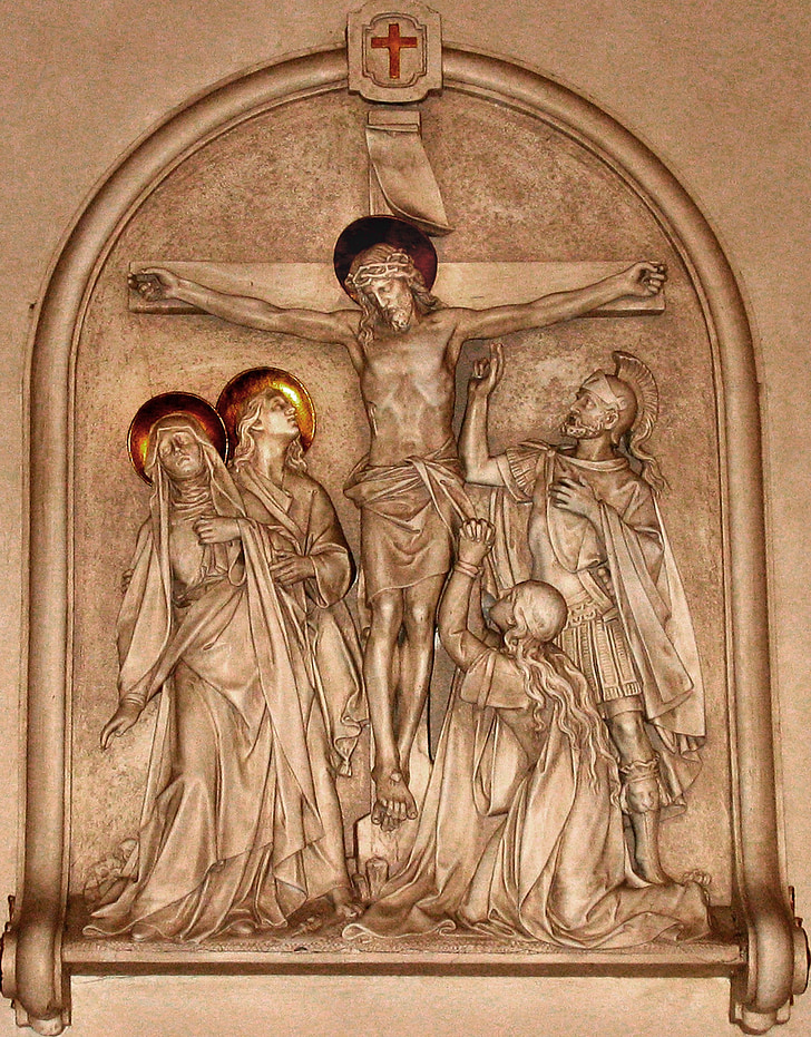 cross, station of the cross, crucifixion, church, religion, christianity, stone carving