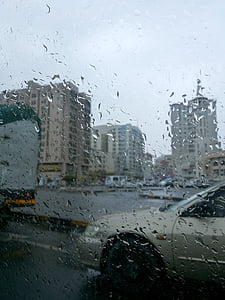 déšť, město, ulice, město, mokrý, venku, počasí