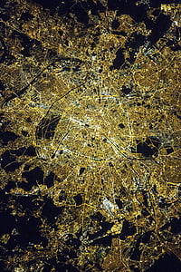 Pariz, Francuska, svjetla, noć, grad, Međunarodna svemirska postaja, NASA