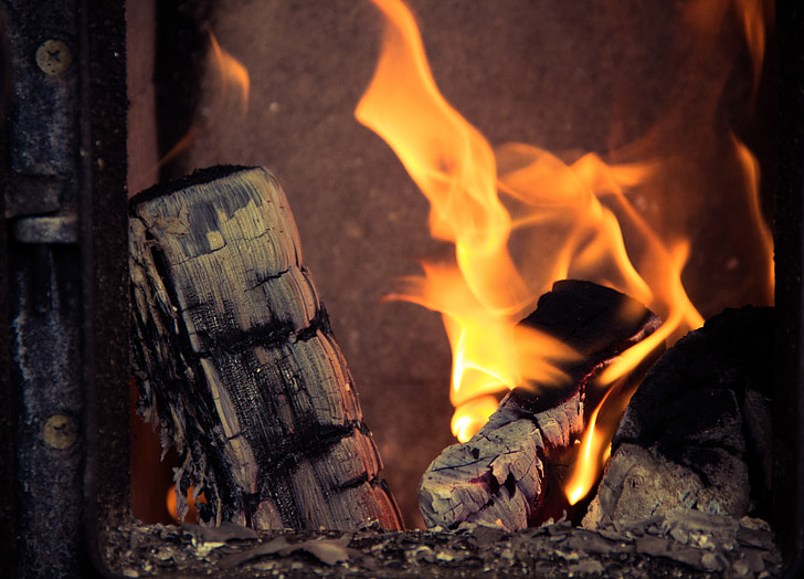 fireplace, fire, wood, burn, stove, flame, hot
