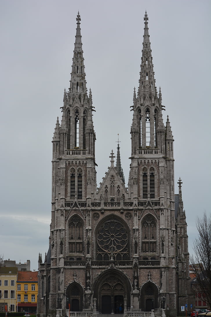 Kościół, Oostende, Katedra, wieże