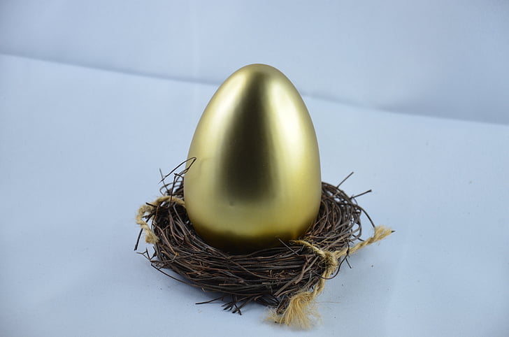 vajíčko, zlato, hnízdo, Velikonoce, Velikonoční vajíčko, hnízdo s vejci