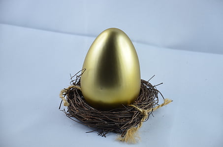 huevo, oro, Nido, Semana Santa, huevo de Pascua, Nido de huevos