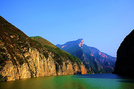 das três gargantas, paisagem, China, o Rio de yangtze, pequenas três gargantas