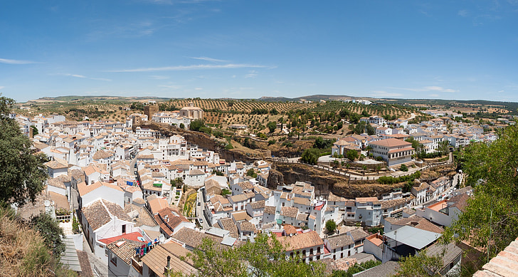 maaelu, setenil de las bodegas, Hispaania, linn, küla, majad, panoraam