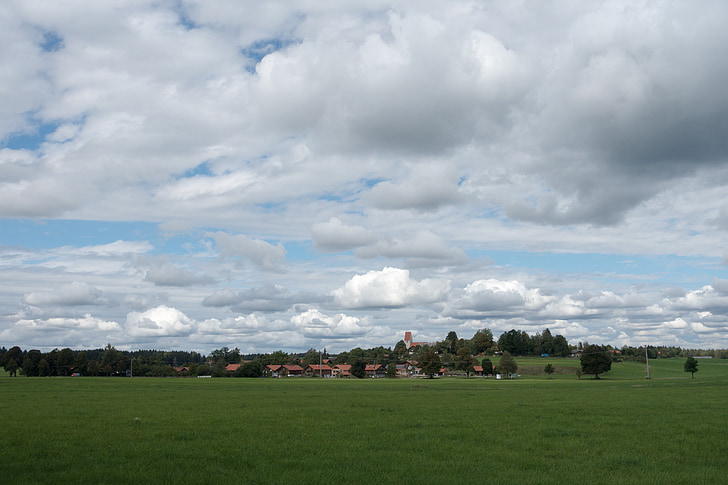 пейзаж, Горна Бавария, село, природата, небе, облаците, облачност