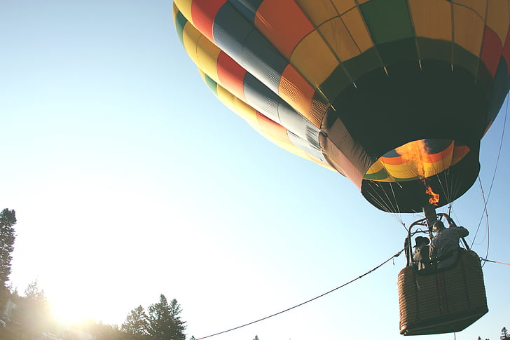 person, riding, Hot, Air, ballong, dagtid, hot air Balloon