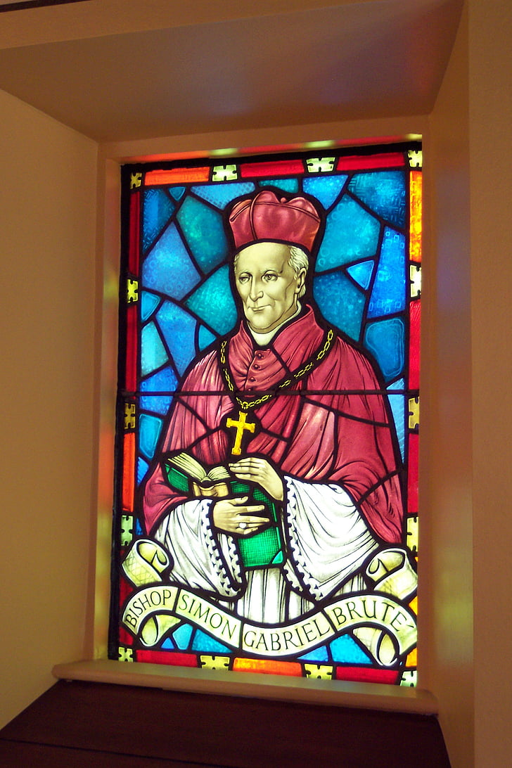 logu vitrāžas, pāvests, iekrāso, stikls, baznīca, katoļu, svēts