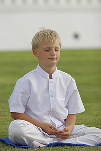 dječak, budistički, meditirati, wat, hram, Budizam, Tajland