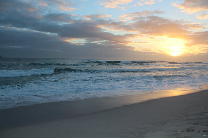 Ocean, taivas, Sunset, Beach, Sea