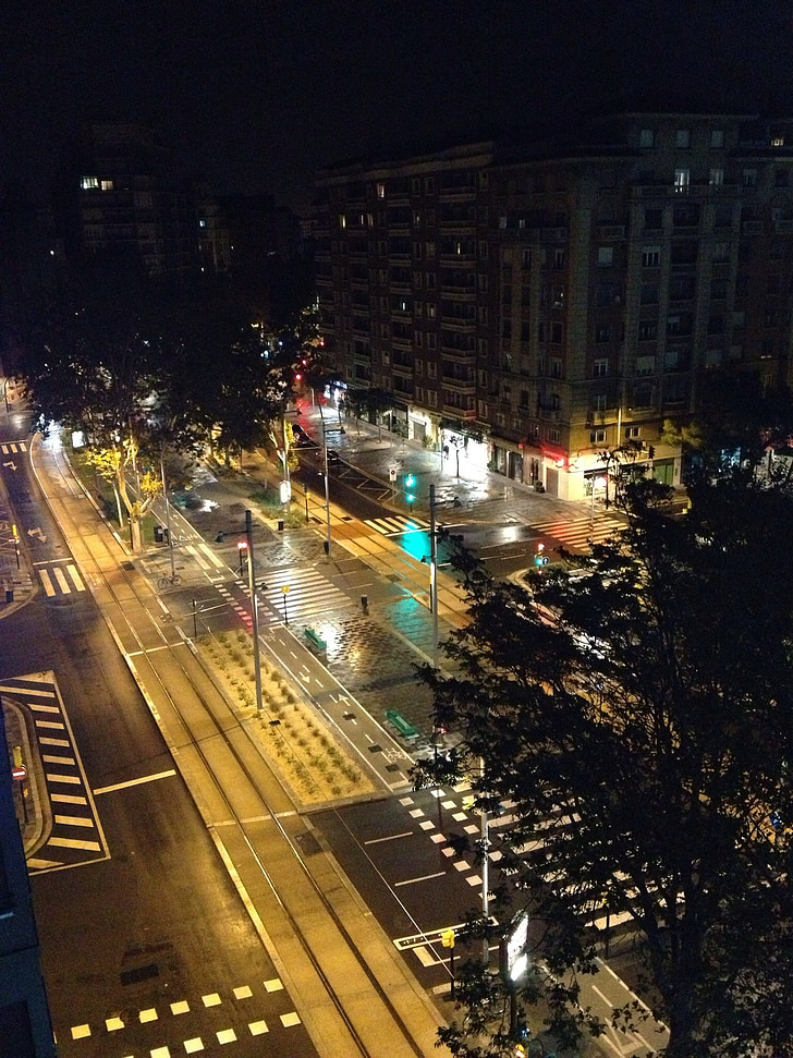 Zaragoza, Španielsko, Aragon, mesto, noc, chôdze, budovy
