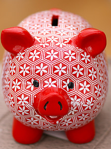 存钱罐, 红色, 白色, 保存, 猪, 钱, 储蓄银行