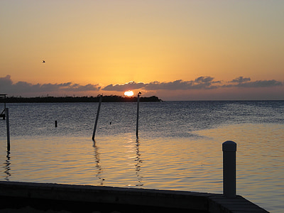 Belize, zonsondergang, water, hemel, natuur, zee, zomer