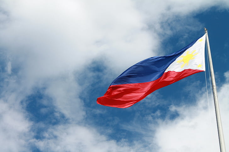 philippines, flag, filipino, nation, asia, flying, waving