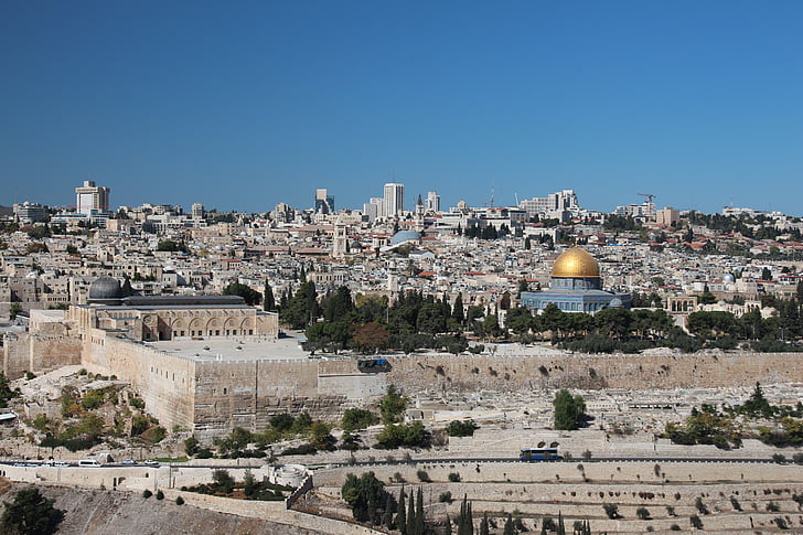 Yerusalem, kota tua, tembok kota, Kubah Shakhrah, dinding Barat, Gunung Bait, Kota Suci