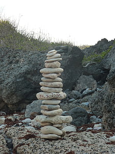 돌, 스택, 바다, 바위, 물, 휴일, 선