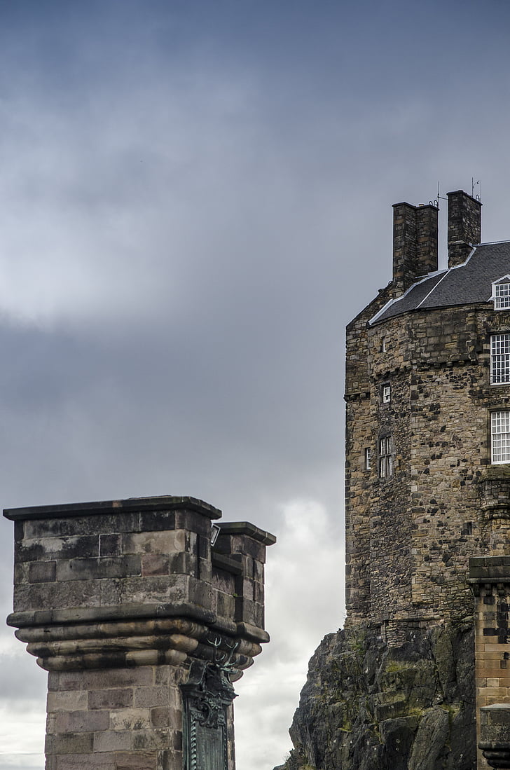 Château, Edinburgh, Ecosse, ville, des pluies se fanent