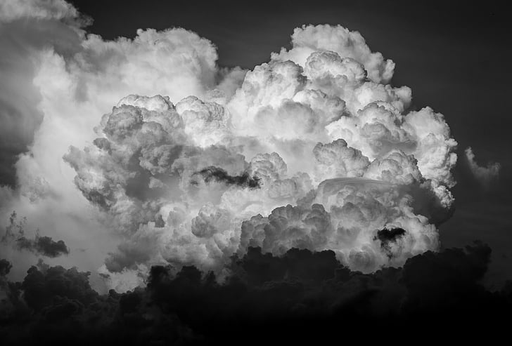 nuvole, trama, luce, cielo, bianco, nero, Cloudscape