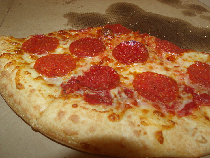 Pizza, pepperoni, mozzarella, tomat, ost, mad, italiensk