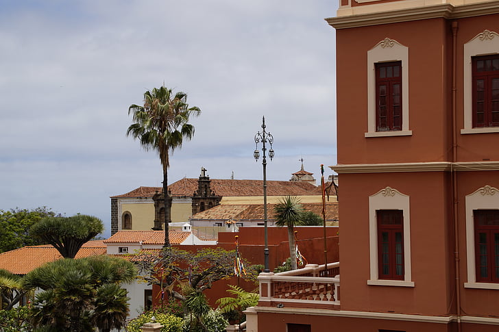 utca-és városrészlet, épület, La orotava, Tenerife, Bergdorf, építészet, City view