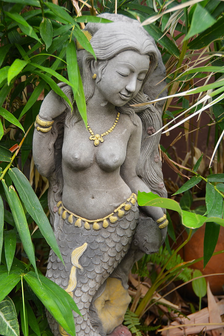Meerjungfrau, Statue, Weiblich, Symbol, Wahrzeichen, Park, im freien