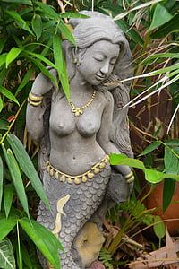 mermaid, statue, female, symbol, landmark, park, outdoor
