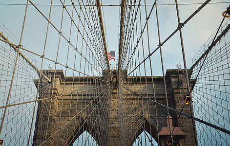 Jembatan Brooklyn, Jembatan, jembatan suspensi, New york, Brooklyn, NYC, simetris