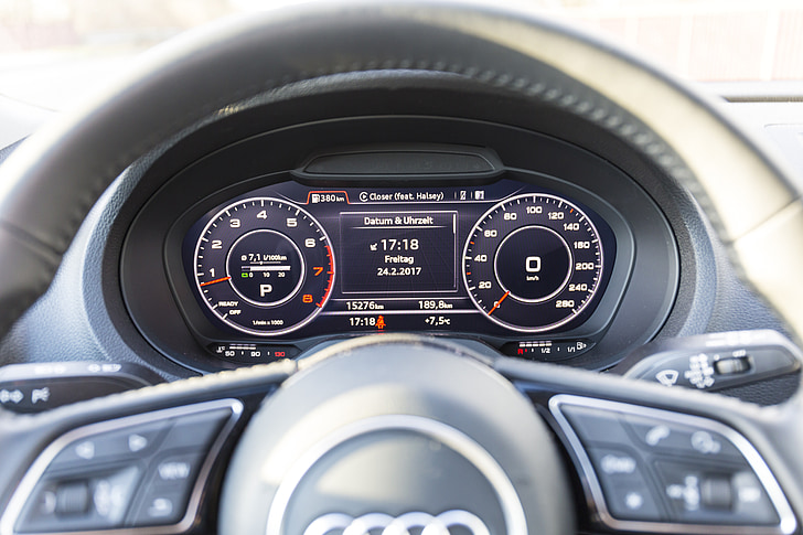 Automático, Audi, rueda de manejo, Speedo, pantalla, monitor