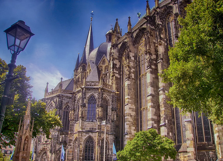 Aachen, Nemčija, cerkev Marije, stavbe, arhitektura, mejnik, mesto