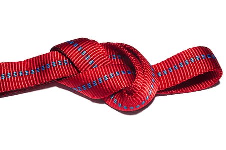 nœud de huitième, nœud, rouge, bande flexible, isolé