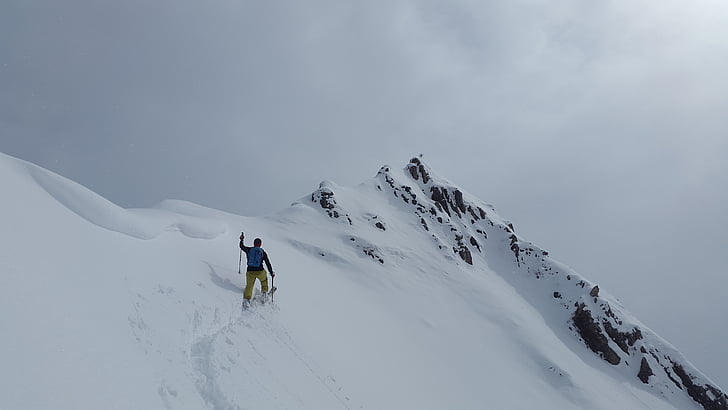 backcountry skiiing, Allgäu, csúcstalálkozó, Elfer ostgipfel, Summit cross, hó, téli