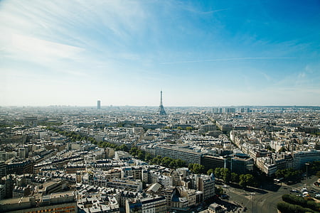 aerea, vista, città, Casa, paesaggio, cielo, Parigi