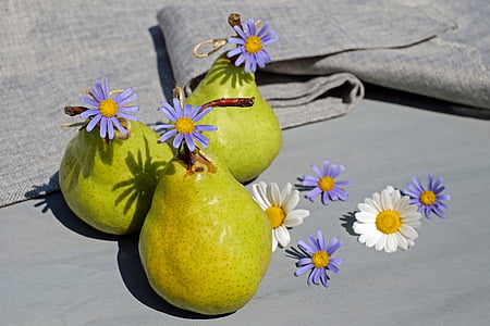 pears, fruit, fruits, ripe, healthy, delicious, green yellow