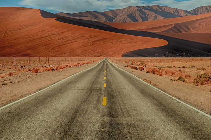 camí, desert, Dune, muntanyes, camí recte, camí del desert, calenta