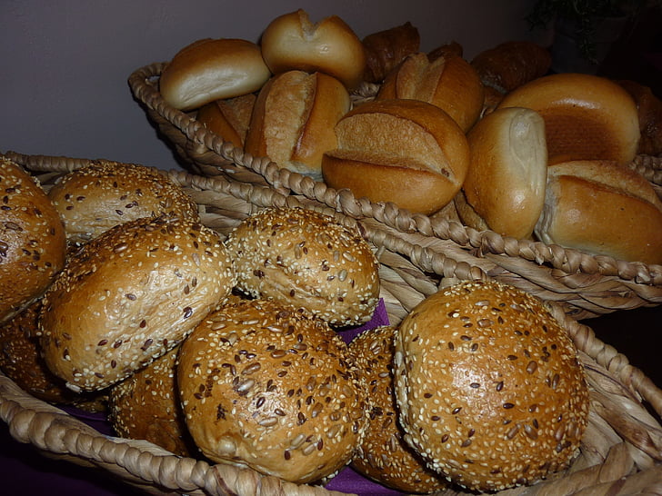 snídaně formou bufetu, bufet, jíst, jídlo, bötchen, Restaurace, pšenično-žitný chléb