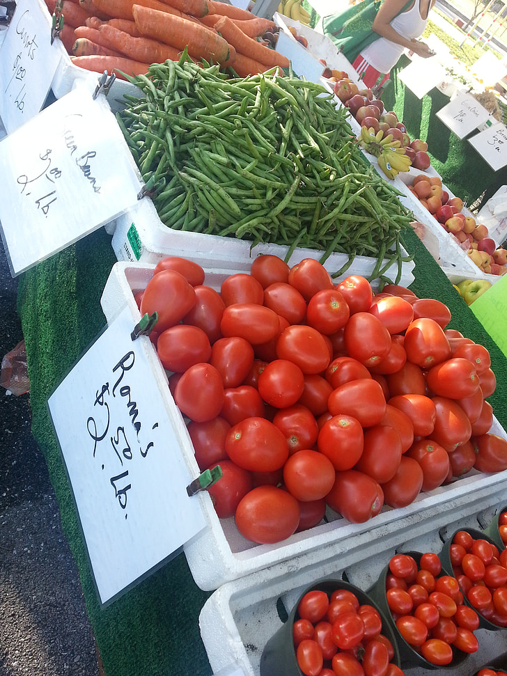 pomodori, mercato verde, fresco, organico