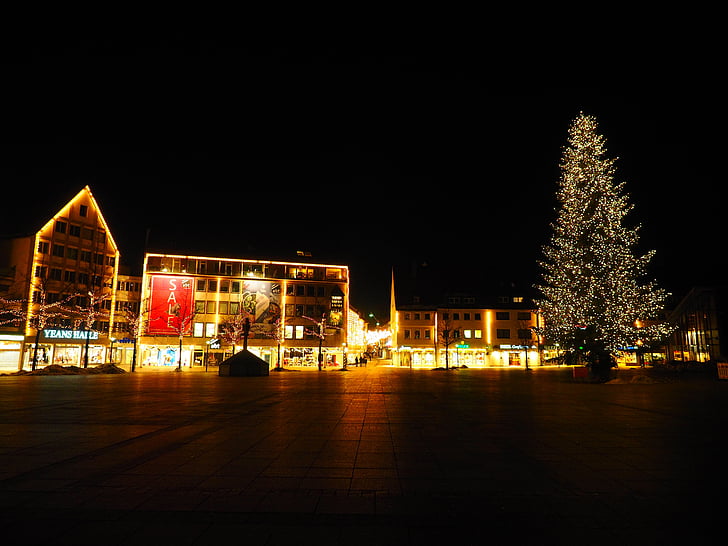 Natal, lampu Natal, pencahayaan, lampu, dekorasi Natal, Cathedral square, Ulm